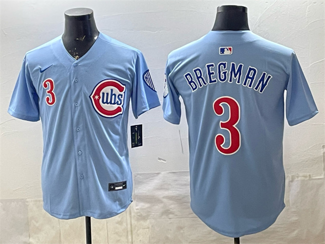 Men's Chicago Cubs #3 Alex Bregman Blue 2024/25 2nd Alternate Limited Stitched Baseball Jersey